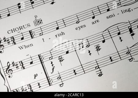 Vintage 1912 Ausgabe von „When Irish Eyes are Smiling“, Noten, USA Stockfoto