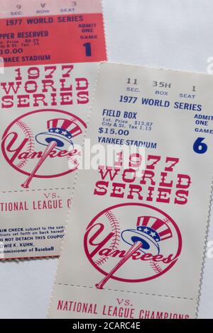 Stillleben, Vintage World Series Baseball Tickets, USA Stockfoto