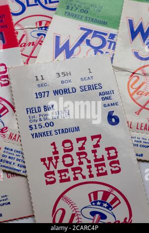 Stillleben, Vintage World Series Baseball Tickets, USA Stockfoto