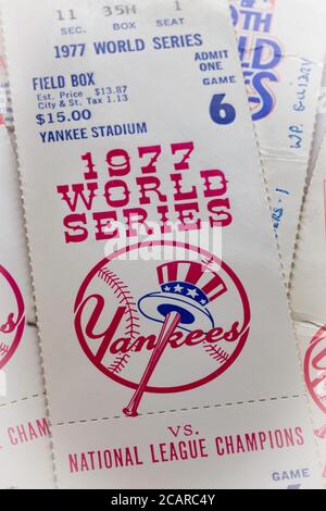 Stillleben, Vintage World Series Baseball Tickets, USA Stockfoto