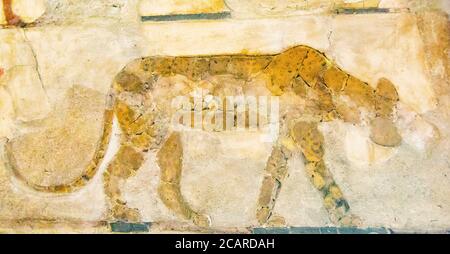 Ägypten, Kairo, Ägyptisches Museum, das Grab von Nefermaat, Meidum, war das einzige, das die Technik der versenkten Relief mit Paste Inlays gefüllt verwenden. Stockfoto