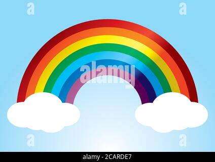 Regenbogen, Farbe Regenbogen Mit Wolken, Mit Verlaufsgitter, Vektor-Illustration Stock Vektor