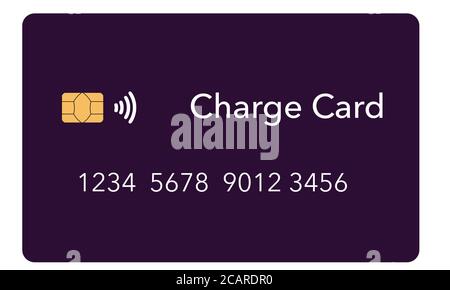 Eine Charge Card wird auf einem hellen Hintergrund isoliert gesehen. Es ist eine verspottete oder generische Karte. Es ist ein etwa ein Dutzend verschiedene Arten von Kreditkarten zur Verfügung. Stockfoto