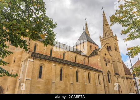 Stiftskirche Neuchatel in der Schweiz, Schweizer Kulturdenkmal von nationaler Bedeutung Stockfoto