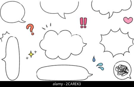 Handgezeichneter Satz Sprechblasen. Vektorgrafik isoliert auf weißem Hintergrund. Stock Vektor