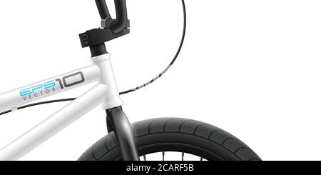 BMX Fahrrad - Vorderbereich Nahaufnahme. Vektorgrafik mit Platz für Design Stock Vektor