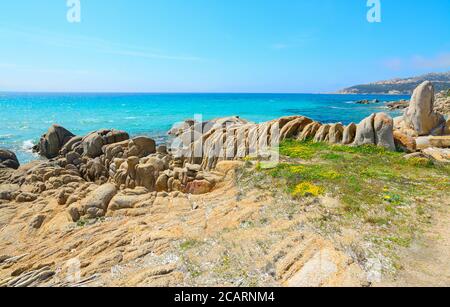 Felsen am Strand von Santa Reparata, Sardinien Stockfoto