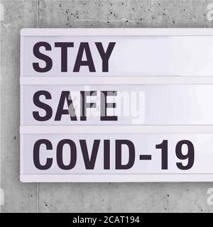 Social Media Sign Square Bleiben Sie Sicher Covid-19 Stock Vektor