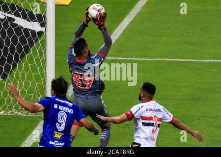 Belo Horizonte, Brasilien. August 2020. SP, während Cruzeiro x Botafogo SP, gültiges Spiel für die brasilianische Meisterschaft Serie B, im Mineirão Stadion, Belo Horizonte, MG statt. Kredit: Dudu Macedo/FotoArena/Alamy Live Nachrichten Stockfoto