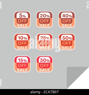 Set von Rabatt-Labels, um die Aufmerksamkeit der Kunden zu gewinnen. Zeitloses, leicht ablesbare Design. Auch geeignet für Web-Seite Anzeigen, Tags, Rabatt bieten Preisschild Stock Vektor