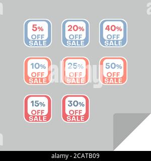 Set von Rabatt-Labels, um die Aufmerksamkeit der Kunden zu gewinnen. Zeitloses, leicht ablesbare Design. Auch geeignet für Web-Seite Anzeigen, Tags, Rabatt bieten Preisschild Stock Vektor