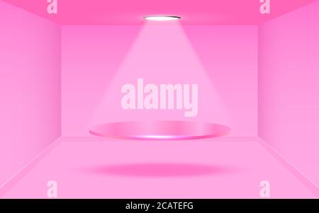 Rosa Showcase im pinken Studio-Zimmer Stock Vektor