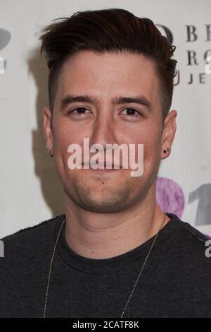 BALA CYNWYD, PA, USA - 17. APRIL 2018: Der amerikanische Sänger und Songwriter Logan Henderson besucht das Performance Theatre von Q102. Stockfoto