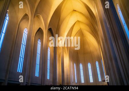 Innenansicht von Hallgrimskirkja, der Kathedrale in Reykjavik, Island. Stockfoto