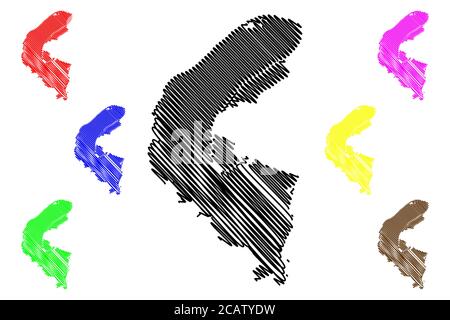 Departamento Hauts-de-seine (Frankreich, Frankreich, Region Ile-de-France) Karte Vektorgrafik, Skizze Hauts de seine Karte Stock Vektor