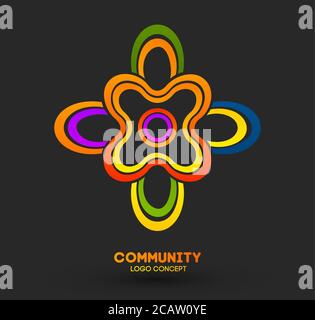 United Community-Logo. Logo Design Unternehmen Vektor. Abstrakte moderne Ikone Form Idee. Web-Geschäftskonzept. Stock Vektor
