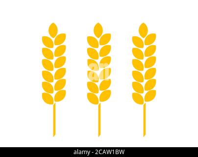 Goldene Weizenohren flaches Symbol. Vektorgrafik. Stock Vektor