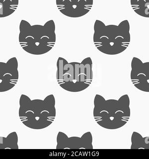 Katzen Gesichter niedlich nahtlose Muster. Vektorgrafik Stock Vektor