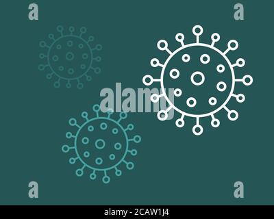 Coronavirus-Viren Symbole auf dunklem Hintergrund. Vektorgrafik. Stock Vektor