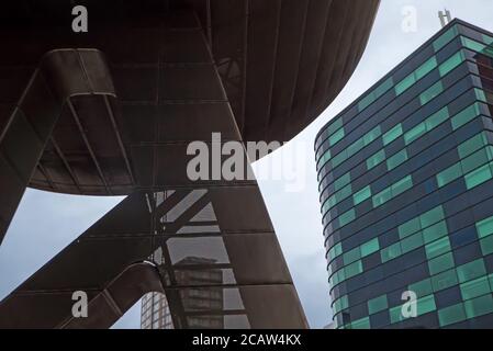 Detail des Eingangs zum Lowry Centre, Salford Quays, Greater Manchester, England, Großbritannien Stockfoto