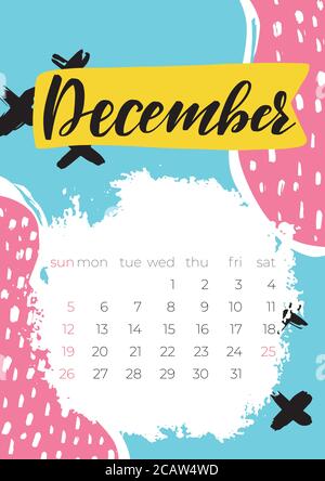 Dezember 2021 Kalender in modernem Stil. Kreative Vektordarstellung. Stock Vektor