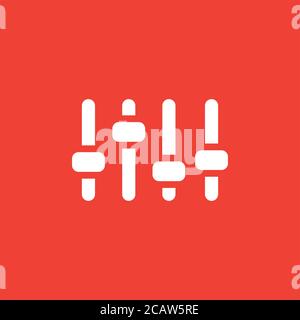 Equalizer-Symbol Auf Rotem Hintergrund. Rote Flache Vektorgrafik. Stockfoto