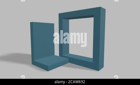 Blaue abstrakte geometrische Form Gruppengruppe, minimaler abstrakter Hintergrund, 3d-Rendering, Szene mit geometrischen Formen Stockfoto