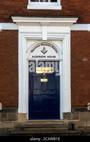 Alderson House Door, High Street, Warwick, Warwickshire, England, Großbritannien Stockfoto