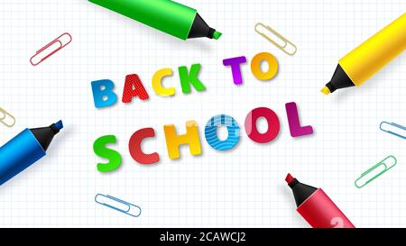 Back to School - Übungsheft mit farbigen Markierungen. Vektor Stock Vektor