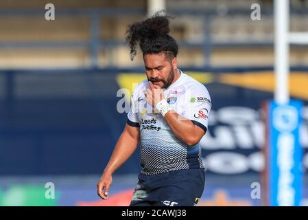 Konrad Hurrell (4) von Leeds Rhinos während des Spiels Stockfoto