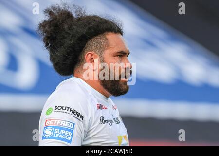 Konrad Hurrell (4) von Leeds Rhinos während des Spiels Stockfoto