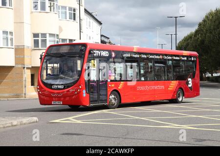 Southampton City Red Bus Nr. 3, Town Quay, Southampton, England, Großbritannien, August 2020 Stockfoto