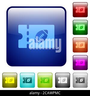 Rugby Rabatt Coupon Symbole in abgerundeten quadratischen Farbe glänzend Button-Set Stock Vektor