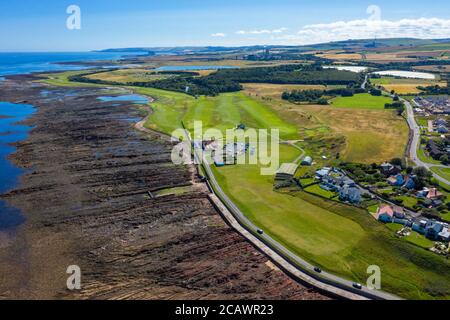 Luftaufnahme des Dunbar Golfplatzes, East Lothian, Schottland, Großbritannien. Stockfoto
