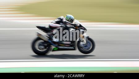 Glenn Irwin von Honda Racing in Aktion während des zweiten Rennens im Donington Park Leicestershire. Stockfoto