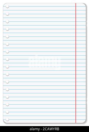 Notizbuch. Kein Notizpapier. Liniertes Blatt. Mockup oder Vorlage von Graph Notepad Seite für yor Text. Stock Vektor
