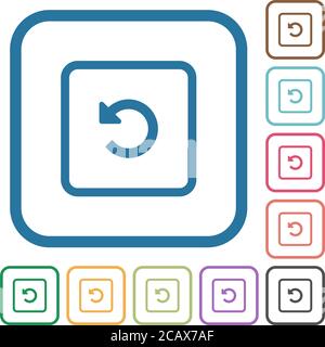 Drehen Sie das Objekt nach links Einfache Symbole in farbigen abgerundeten quadratischen Rahmen auf weißem Hintergrund Stock Vektor