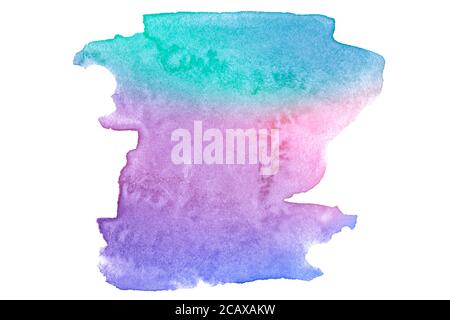 Farbverlauf Aquarellflecken in Pastellfarben mit Naturflecken auf Papierbasis. Isolierter Rahmen für handgezeichnete Pinsel. Abstrakte einzigartige BA Stockfoto