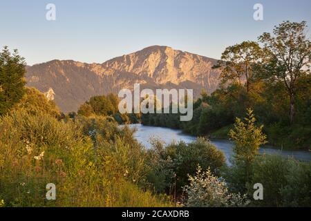 Geographie / Reisen, Deutschland, Bayern, Grossweil, Loisach mit Benediktenwand, Grossweil, Werdenfelser, Additional-Rights-Clearance-Info-not-available Stockfoto