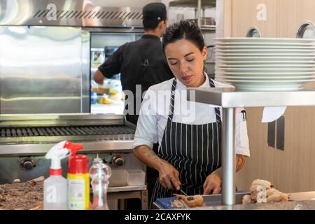 Kulinarisches Team bei Hector's Kitchen in Punta Mita, Mexiko Stockfoto