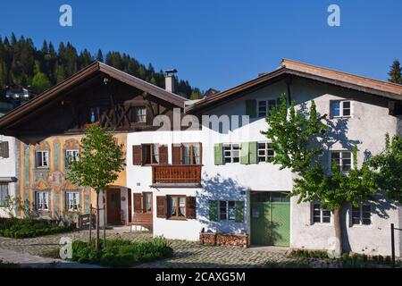 Geographie / Reisen, Deutschland, Bayern, Mittenwald, Hausreihe im Gries, Mittenwald, Oberbayern, Additional-Rights-Clearance-Info-Not-available Stockfoto