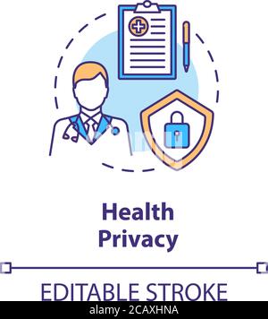 Symbol für das Konzept des Gesundheitsschutzes. Medizinische Aufzeichnungen Datenschutz Idee dünne Linie Illustration. Vertraulichkeit von Patientenakten. Gesundheitswesen. Vektor isoliert Stock Vektor