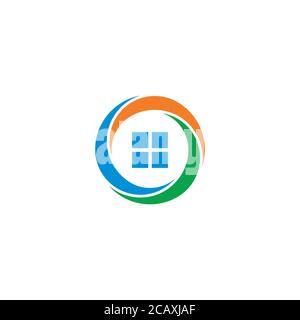 Fenster- und Swirl-Logo/Icon-Design Stock Vektor