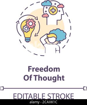 „Freedom of Thought“-Symbol. Gewissen Freiheit Idee dünne Linie Illustration. Denken. Standpunkt und Glaube ändern sich. Vektor-isolierter Umriss RGB-CO Stock Vektor