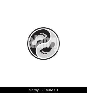 Yin Yang und Fuß-Logo / Symbol-Design Stock Vektor