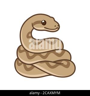 Niedliche Cartoon Schlange Zeichnung. Braune Kugel Python oder Boa constrictor. Isolierte Vektor-Clip Art-Illustration. Stock Vektor