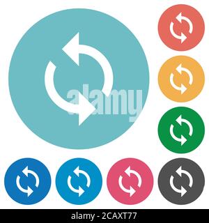 Programmierung Schleife flach weiße Symbole auf runden farbigen Hintergründen Stock Vektor