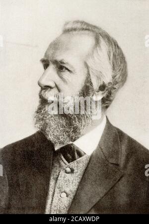 Ernst Haeckel (Ernst Heinrich Philipp August Haeckel) wurde am 16. Februar 1834 in Potsdam (Preußen) geboren. Er starb am 9. August 1919 in Jena, Deutschland. Als deutscher Zoologe und Evolutionist war er ein starker Befürworter des Darwinismus und schlug neue Vorstellungen von der evolutionären Herabkunft des Menschen vor. Stockfoto