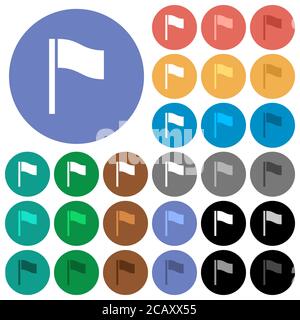 Flag mehrfarbige flache Symbole auf runden Hintergründen. Inklusive weißen, hellen und dunklen Icon-Variationen für schweben und aktiven Status-Effekte, und Bonus Shad Stock Vektor