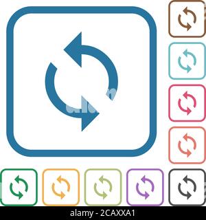 Programmierschleife Einfache Symbole in farbigen abgerundeten quadratischen Rahmen auf weißem Hintergrund Stock Vektor